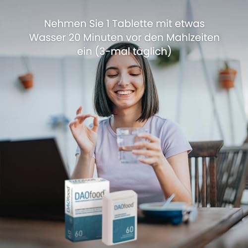 DR Healthcare - DAOfood - DAO-Enzym - Unterstützt das Gleichgewicht von Nahrungsmittelhistamin und DAO - Spender mit 60 magensaftresistenten DAO-Mini-Tabletten
