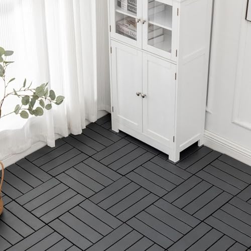 Carreaux de terrasse en plastique, 1 pièce, carreaux de Patio à emboîtement, terrasse, chemins de jardin, balcon, porche, toit, paillis(Dark grey)