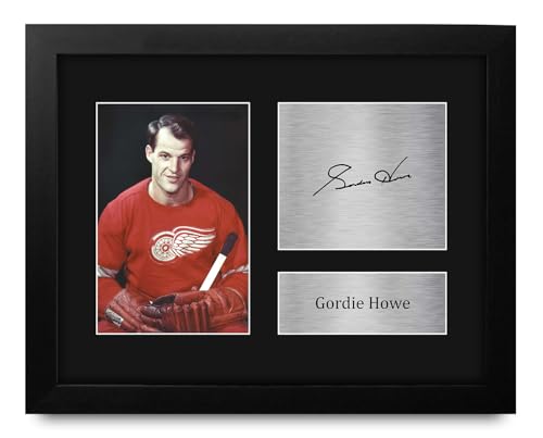 HWC Trading Gordie Howe Detroit Red Wings Gifts Printed Signed Autograph Picture for Ice Hockey Fans - US Letter Framed