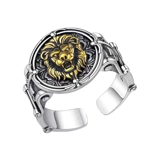 Bague Extensible Vintage Empilable En Forme De Lion Gothique Avec Animal Ouvert Et Réglable - Bagues Rugissantes De Motard - Bijoux Punk Cadeaux Pour Femmes,...