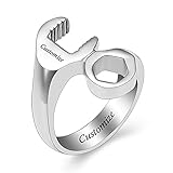 constantlife Men Cremation Urn Rings for Ashes Personalized Wrench Design Ring Stainless Steel Jewelry Keepsake Ashes Holder (Customize-9#)