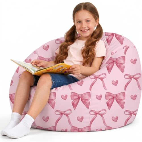 Boao 27 Inches Stuffed Animal Storage Bean Bag Cover, Coquette Bow, 1 Pc