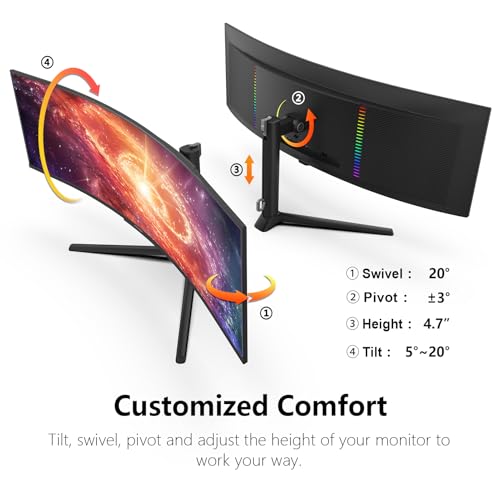 Image of INNOCN 49 inch 49Q1S OLED Curved Gaming Monitor 5120 x 1440p 240Hz, 0.03ms, USB Type C 90W, HDMI 2.1, DisplayPort, USB Hub, Surrounding Speakers, Adaptive-Sync, Height Adjustable Stand, Black