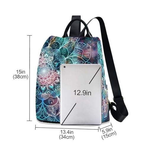Image of ALAZA Galaxy Colorful Mandala Backpack Purse for Women Anti Theft Fashion Back Pack Shoulder Bag