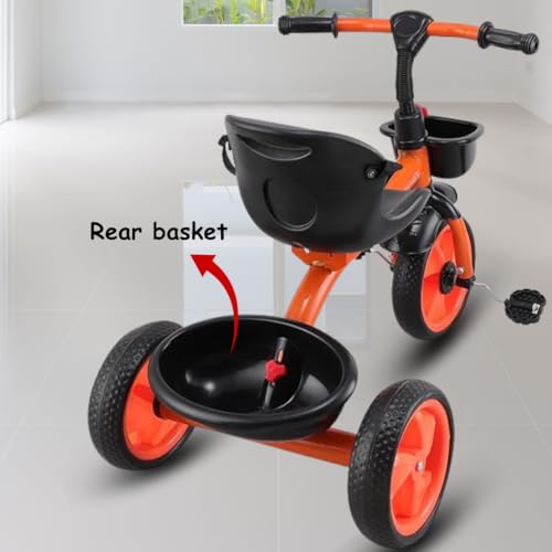 Image of Maanit Kids Tricycle with Rear & Front Basket | Comfortable Cushioned Seat with Safety Belt | Baby Trike for Boys & Girls Ages 2 to 4 Years | Sturdy & Safe Tricycle