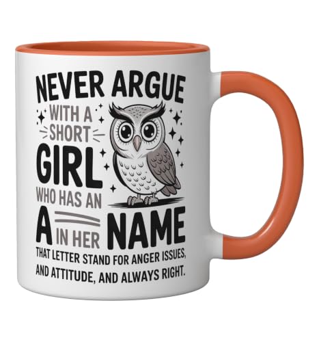 Taza cerámica naranja y blanca 11 oz con frase divertida miniatura 2