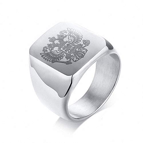 Asma Jewel House Silver Stainless Steel The Russian National Emblem Logo Ring for Men/Boys