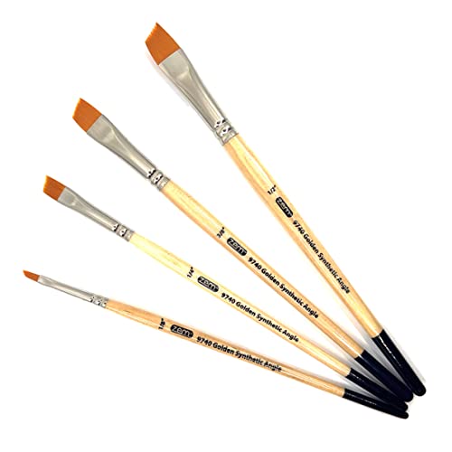 Zem Brush Golden Synthetic Angle Shaders Set Sizes 1/8", 1/4", 3/8", 1/2" #TOP4