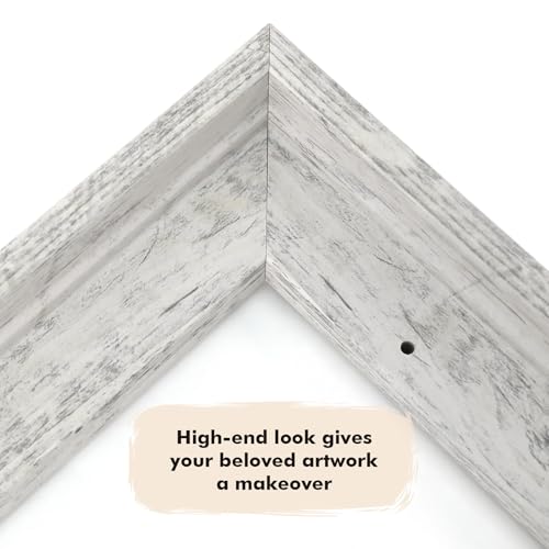 Image of Farmhouse 8x8 Canvas Frame for Wall Art Painting,Distressed White | 0.9 inch Deep,Set of 2,Easy Framing,Floating Frames for Artists Designer Family Prints,Farmhouse Cottage Home Hallway Wall Decor
