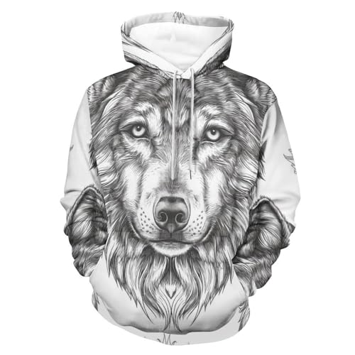 Sweat à capuche loup gris dessin animé, une idée cadeau originale pour homme et femme