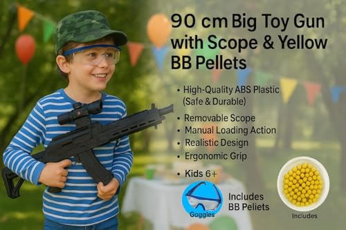 Image of TILLU TIM TIM TOYS 90 CM Long Toy Gun with BB Bullets /Cap /gogle with High Range PUBG Gun for Kids Boys Girls