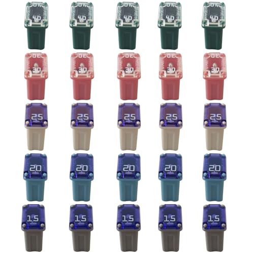 Kit de fusibles automotrices M-CASE Bottlestalk, 25 unidades, fusibles microcartucho multicolor de 15 a 40 A para autos y SUV miniatura 1
