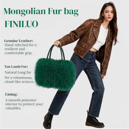 Image of Women Luxury Real Curly Mongolian Lamb Fur Purse