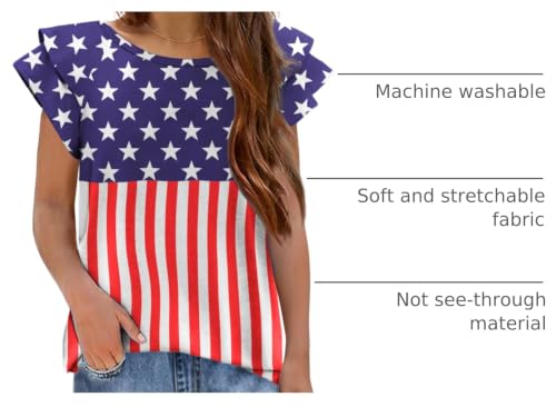 Image of Arshiner 4th of July Shirt for Girl Patriotic American Flag Ruffle Short Sleeves Shirts Tops Tee Blouse