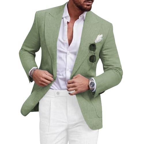 Men's Blazer Casual Sport Coats Linen Slim Fit One Button Suit Jacket Lightweight Sports Jacket