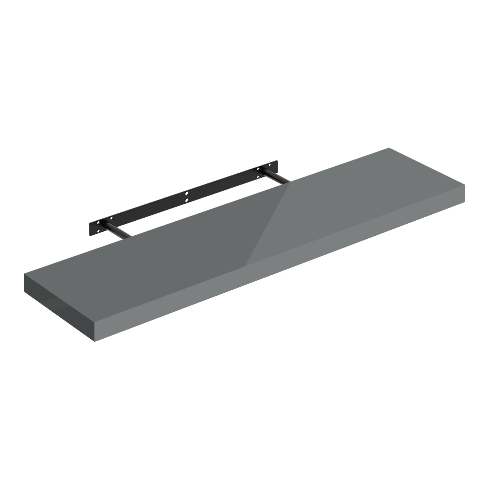 WOLTU Floating Shelf, High Gloss Gray Shelf for Wall with Strong Bracket, Wall Storage Shelf for Bedroom, Living Room, Office, Bathroom, Kitchen, MDF, 90x22.9x3.8cm
