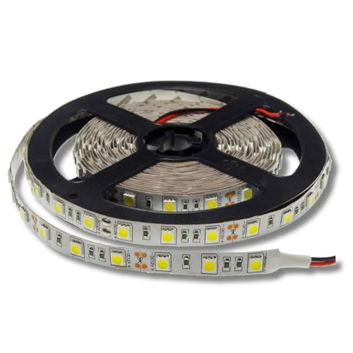 Briconess.com Bandes LED lumière chaude 5050 12 V ip20 Rouleau 5 mètres 60 LED Éclairage intérieur Haute efficacité - 2 700 K