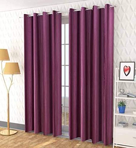Image of Window Curtains 5 Feet Long for Living Room - Window Curtains Set of 1 Pcs Panel, Curtain Solid Parda for Home Decor & Office Wine Colour - 5 feet (48 x 60 Inch) - 2 Pcs