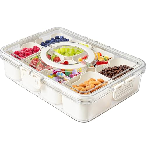 Listado de Compartimentos herméticos de esta semana. 44 Contenedor hermético para almacenamiento de alimentos, Bandeja dividida para servir con tapas y extraíble, bandeja de frutas para aperitivos, 8 compartimentos cuadrados,...