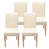 Dimensionen (HxLxB): 90x56x43cm | Material: Polsterbezug aus Kunstleder 100% Polyurethan - Stuhlbeine Hartholz | Farbe: Polsterbezug creme - Stuhlbeine hell