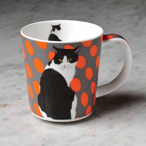 Leslie Gerry Porcelain Mug Black and White Cat