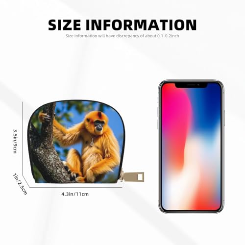 Golden Gibbons Print Credit Card Holder, PU Leather Small Card Bag Wallets with Zipper for Women Men id Business Card3