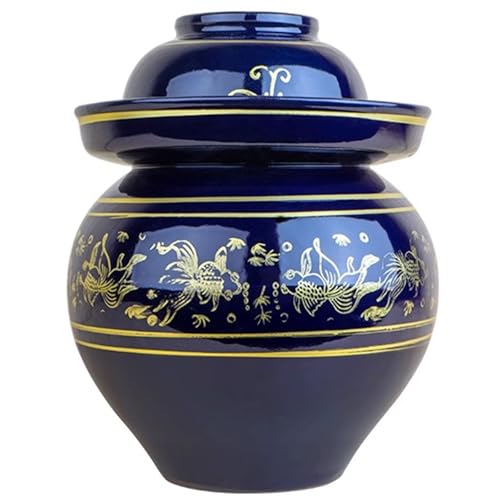 DECORN Tarro de Porcelana Tradicional China para Encurtidos, Olla de Fermentación, Tarro de Fermentación con Tapa, Fermentador de Gres para Salsa de Kimchi, Kombucha y Encurtidos,14kg