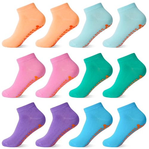 Image of HYCLES Toddler Girl Socks, 12 Pairs Non Slip Ankle Toddler Socks for 1-7 Years Baby Girls Kids