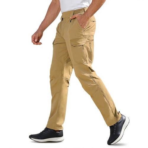 Cargo Pants for Men Straight Leg Water Resistant Pant Casual Loose Fit Running Outdoor Hiking Trouser with Pockets