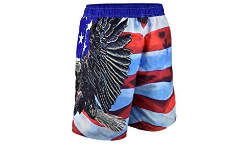 George Above The Knee Men's American Flag Swim Trunk Patriotic Best Eagle Design (Large) #TOP3