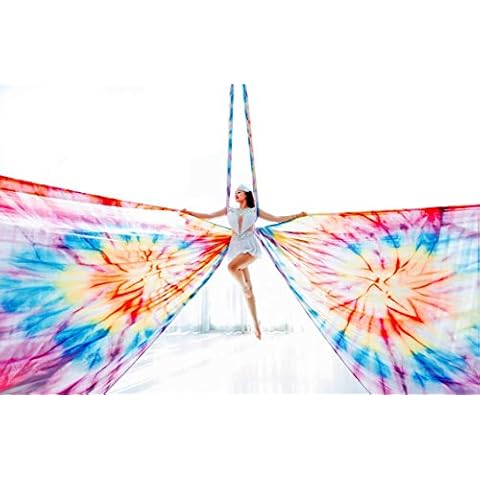 F.Life Aerial Silks 13 Yards Yoga Hammock Kit For Home Acrobatics -Rigging Hardware Include Carabiners,Rescue 8,Swivel, Height Adjustment Strap, Portable Storage (Mandala) Cover