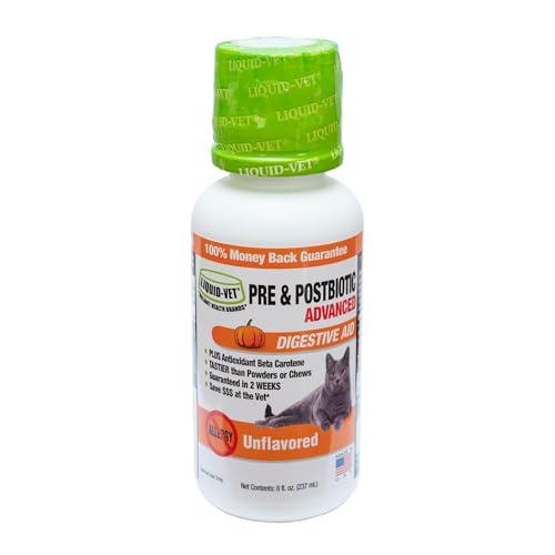 LIQUID-VET Cat Pre & Postbiotic Supplement - Advanced Digestive Support for Cats with Premium Gravy Formula for Optimal Gut Health and Wellbeing - 8 oz (Allergy-Friendly Unflavored)
