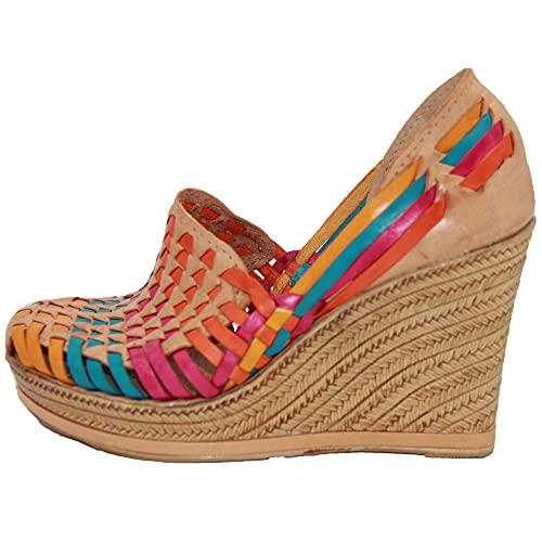Western Shops Womens Leather Mexican Huarache Sandal, Womens Huarache Leather Wedge Sandal4