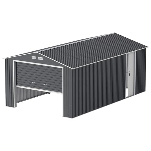 Duramax - garaje - Lyon 12x20 - metal - gris antracita - con capacidad para dos coches grandes 4x4