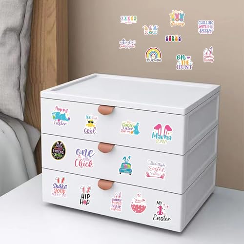 Image of 120Pcs Easter Stickers, Cute Easter Egg Bunny Stickers, Waterproof Vinyl Egg Sticker for Water Bottle, Laptop, Phone, Journal, Skateboard, Party Favor Supplies Gifts, DIY Crafts