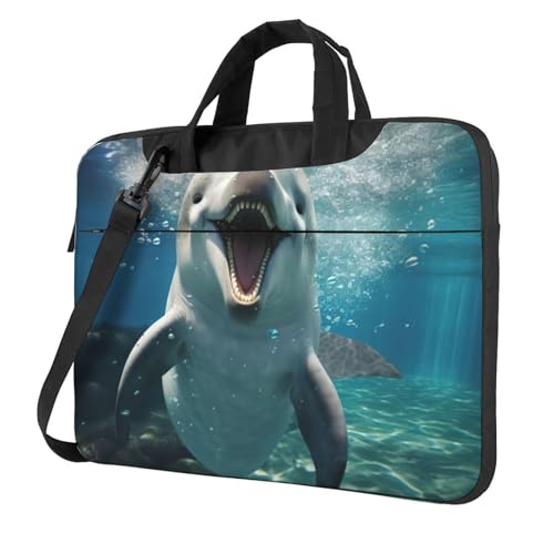Bolsa para laptop con delfines maletín portátil unisex con correa