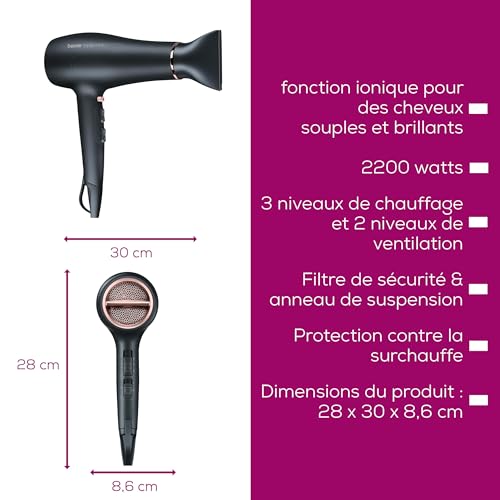 HC 50 STYLE PRO Sèche cheveux triple fonction ionique protection des cheveux fonction air froid buse professionnelle - vue 8