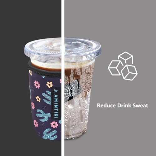 Image of 3 Pack Reusable Sleeve for Iced Coffee Cup, Coffee Neoprene Sleeve for Iced&Hot Drinks, Coffee Sleeve Compatible with Starbucks, Dunkin Coffee Cup. (Wild Cactus)