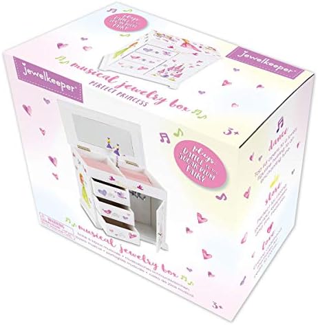 Jewelkeeper Unicorn Musical Jewellery Box with 3 Pull-out Drawers, Fairy Princess and Castle Design, Dance of the Sugar Plum Fairy Tune