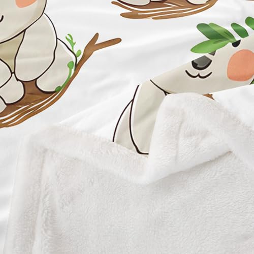 Image of Feelyou Koala Fleece Throw Blanket Cute Animal Pattern Plush Blanket Kawaii Koala Fuzzy Throw Blanket Caring Gift for Kids Toddler Boys Girls 50 inchX60 inch