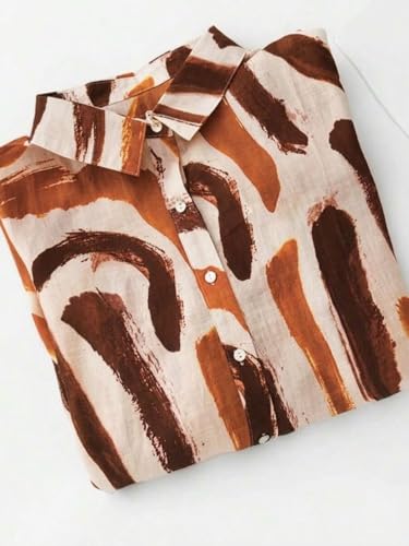Image of OOMPH! Women Abstract Printed Smart Casual Oversized Shirt | Trendy Printed Shirts | Fun Prints | Drop Shoulder Oversized Westernwear
