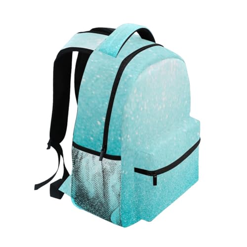 Light Blue Glitter Sparkle Backpack School, Durable Backpack for Teen Girls, 18L Capacity with Multiple Pockets, M2
