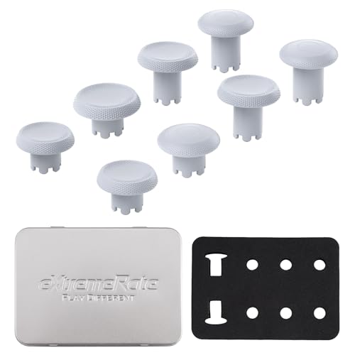 Image of eXtremeRate ThumbsGear Interchangeable Thumbsticks for PS5 Edge Controller, Replacement Original White Analog Thumb Sticks Caps for PS5 Edge Controller - 4 Heights 3 Surfaces Grips -NO Thumbstick Base