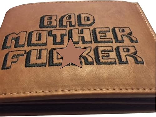 BMF Embroidered Genuine Leather Wallet Brown Raw Thick