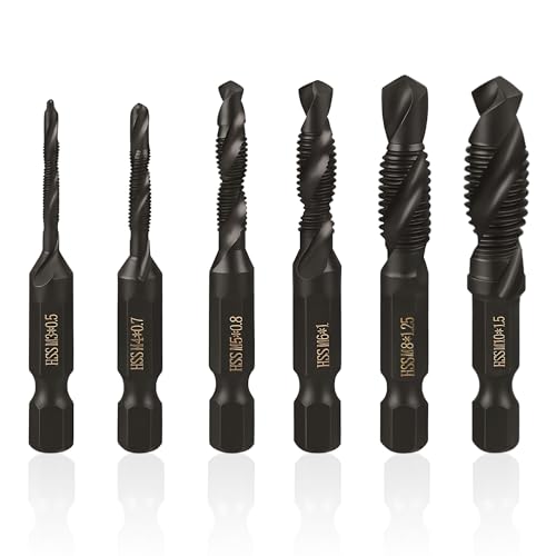 ACKKOR Juego de Machos y Terrajas de 6 Piezas con Brocas, M3 M4 M5 M6 M8 M10, Acero con Recubrimiento Antióxido, Para Metal, Madera y Plástico