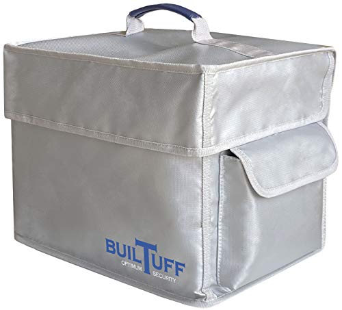 Fireproof Waterproof Document Storage Box with Side Pocket and Lock, Fireproof File Box, for Important Documents or Files