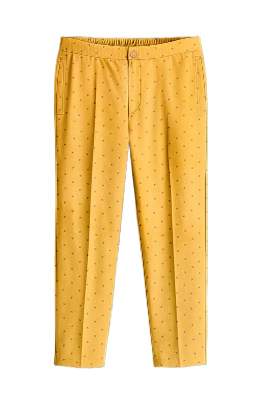 french crown Men's Aurelix-Saffron Yellow Printed Subtle Sheen Super Soft Premium Cotton Lounge Pant-picture-31