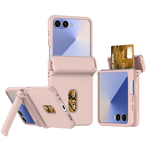 携帯ケース Galaxy Z Flip7専用専用弾性ヒンジ付 スタンド機能 内蔵カード収納 肌感PC マット質感 手帳型 カバー ワイヤレス充電対応 レンズ保護 折り畳み 多機能保護薄型 軽量 360°装甲 人気 反塵 個性 ユニーク 豪華 おしゃれ 二層