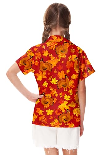 Image of Remimi Unisex Kids Halloween Shirt Boys Pumpkin Ghost Shirts Hawaii Button Up Tops 5-14 Years