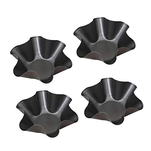 Tortilla Pans Maker Molds, Non-Stick Fluted Tortilla Shell Pans Taco Salad Bowl Makers, Carbon Steel Baking Molds, Set of 4 Tostada Bake